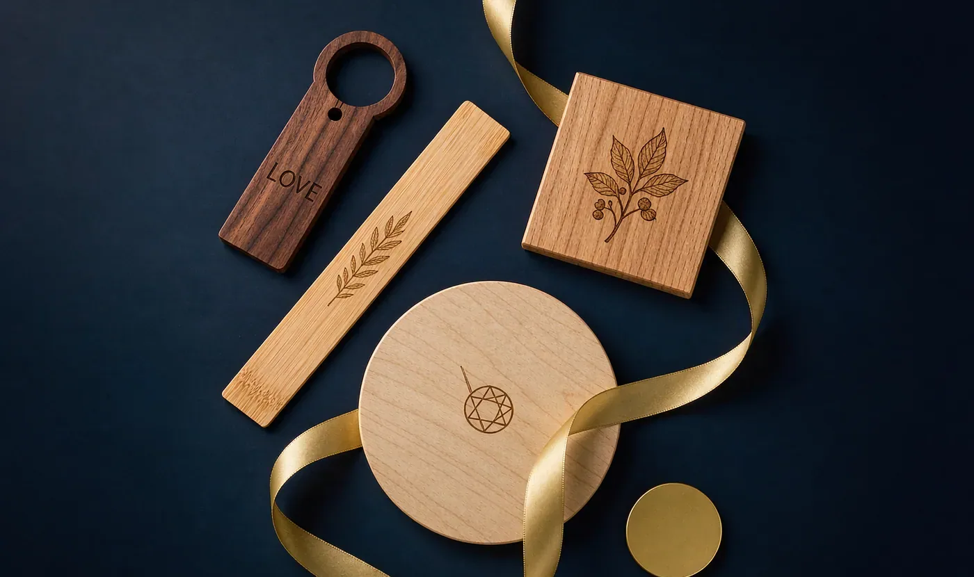 Qué Considerar al Pedir Regalos Promocionales de Madera — Concepto de Diseño Ilustrativo