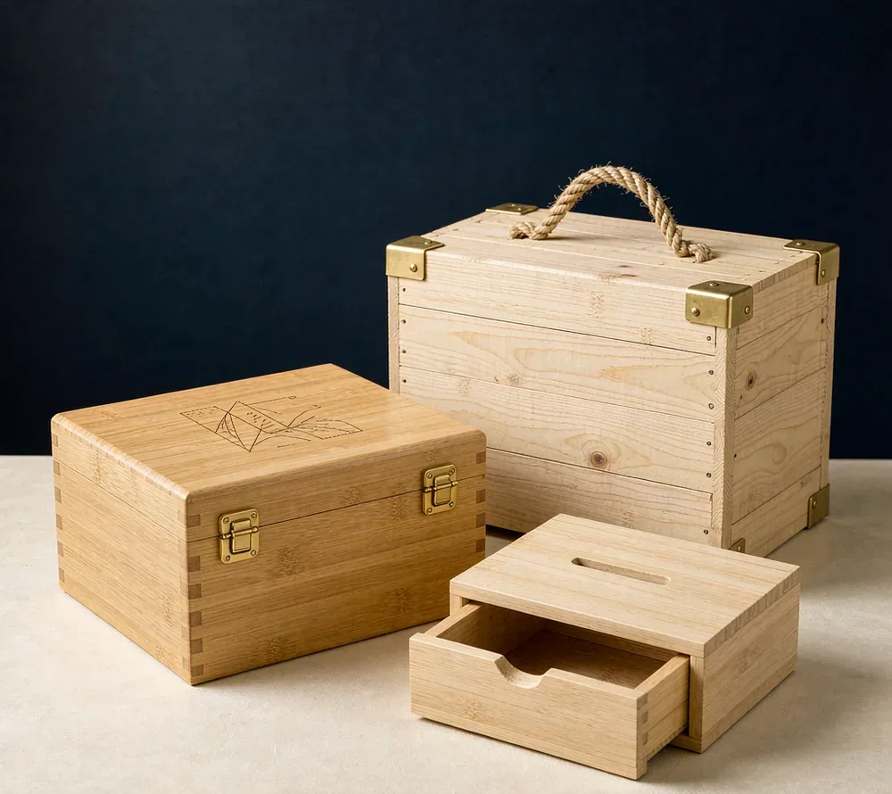 Wooden Gift Boxes — Illustrative Design Concept